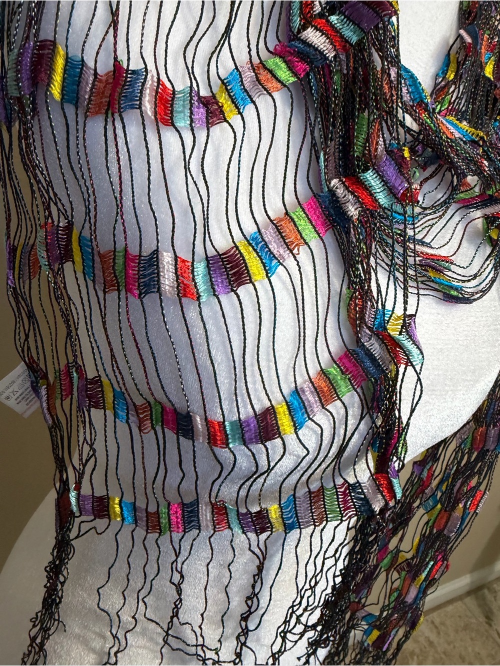 Multicolor Garland Fringe Scarf - Women's Accessory - Picture 4 of 5